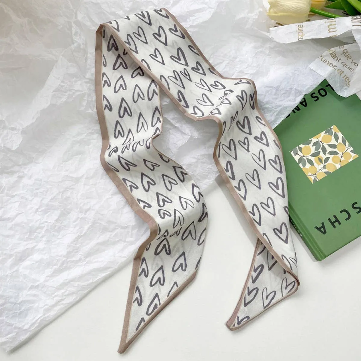 HIGH-END KHAKI SILK SCARF RIBBON_CWASC0715