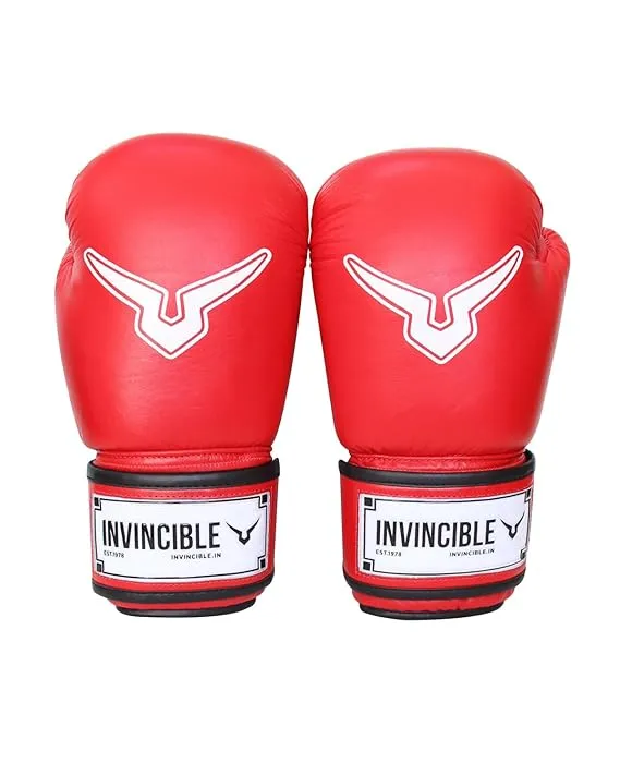 Invincible Agni 2.0 Amateur Competition Leather Boxing Gloves for Men & Women, Punching Gloves for Kick Boxing (RED)