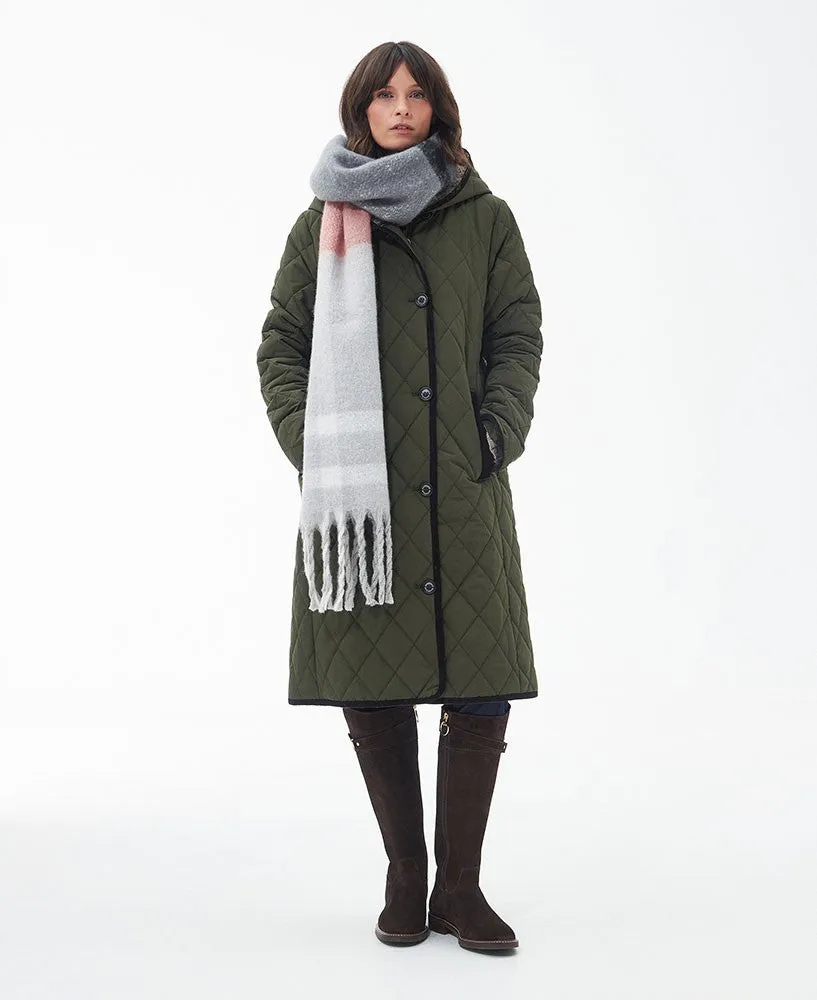 Isla Tartan Boucle Scarf - Pearl Grey Tartan