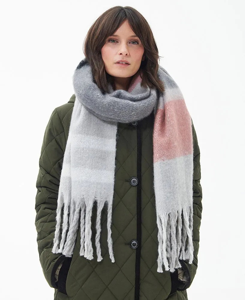 Isla Tartan Boucle Scarf - Pearl Grey Tartan