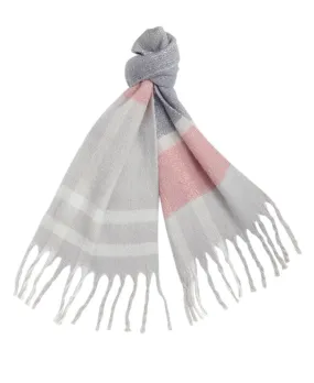 Isla Tartan Boucle Scarf - Pearl Grey Tartan