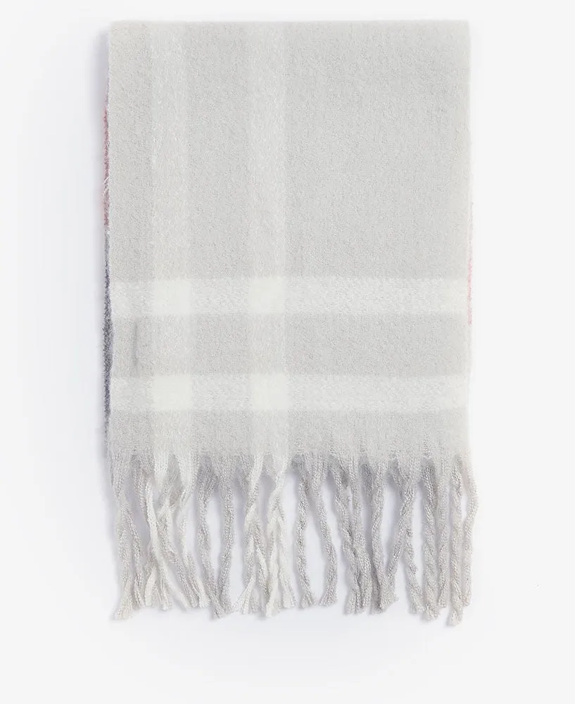 Isla Tartan Boucle Scarf - Pearl Grey Tartan