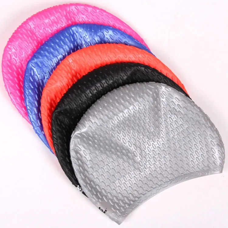 Larger Version Water Drop Shape Silicone Swimming Cap(Black)