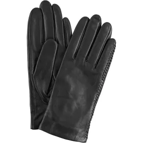 Leather gloves with the finest sewing / 15504 - Black (Nero)