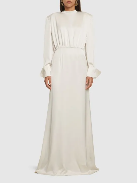 Magda Butrym   Silk satin long dress w/ scarf panel 