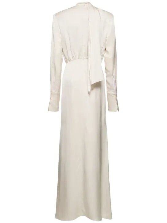 Magda Butrym   Silk satin long dress w/ scarf panel 