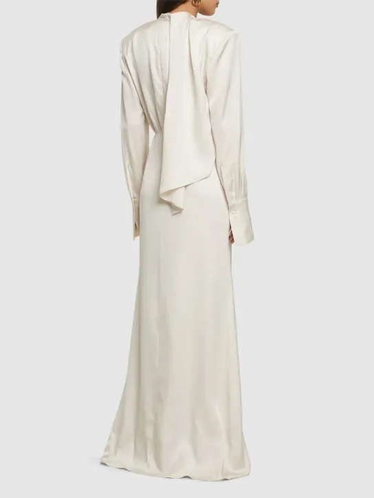 Magda Butrym   Silk satin long dress w/ scarf panel 