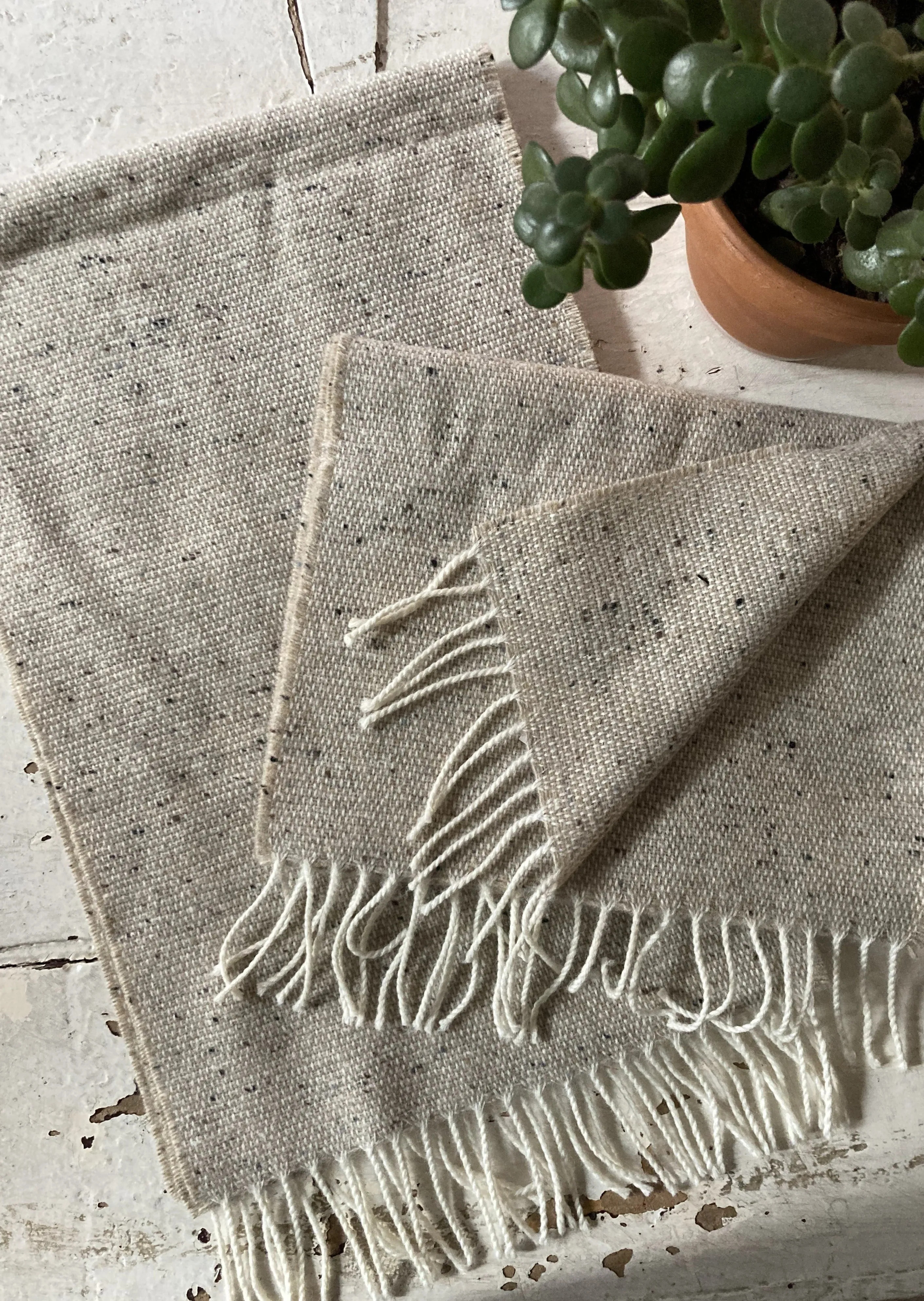 McNutt | Unisex Lambswool Tweed Scarf | Oat Fleck
