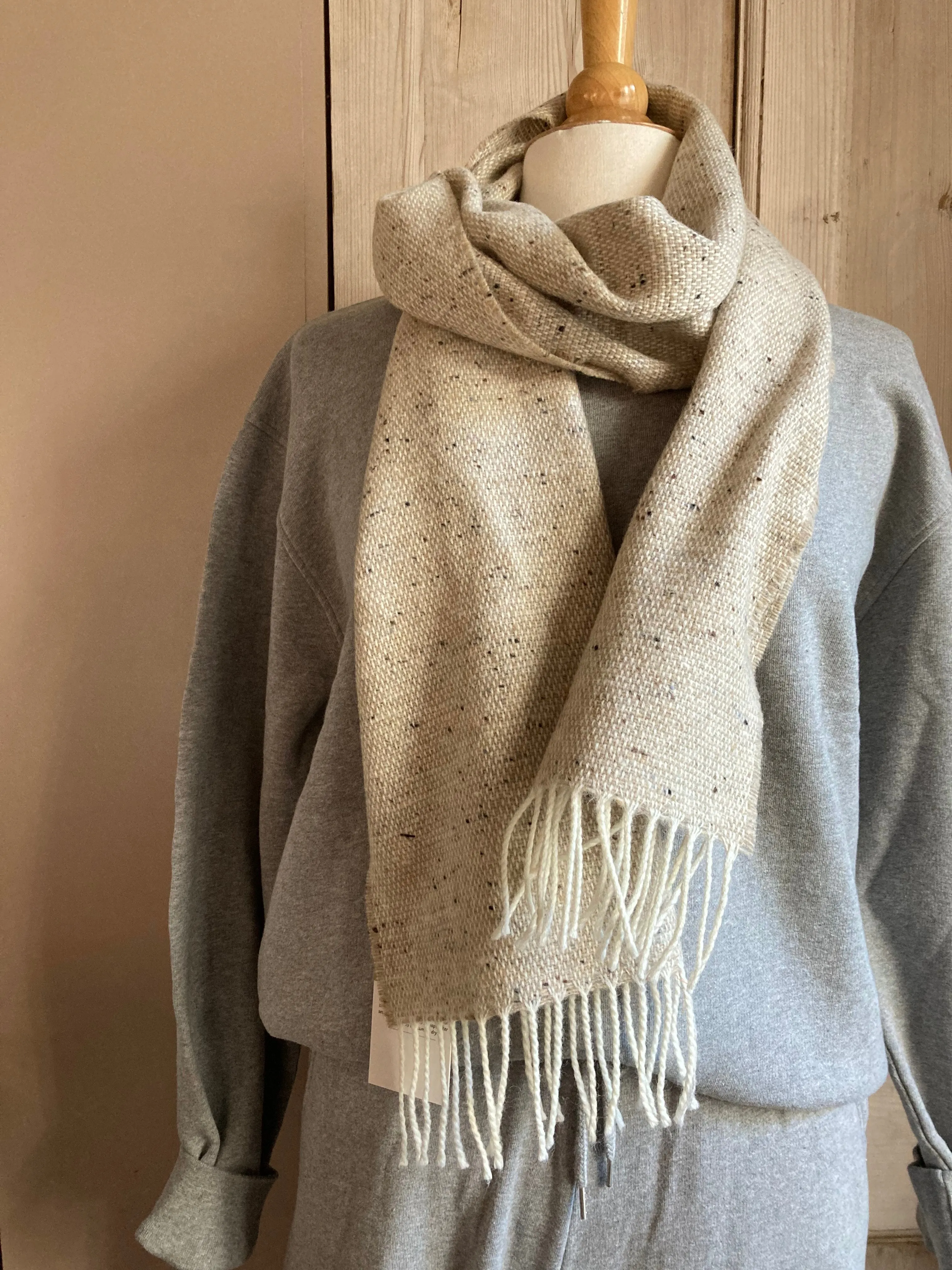 McNutt | Unisex Lambswool Tweed Scarf | Oat Fleck