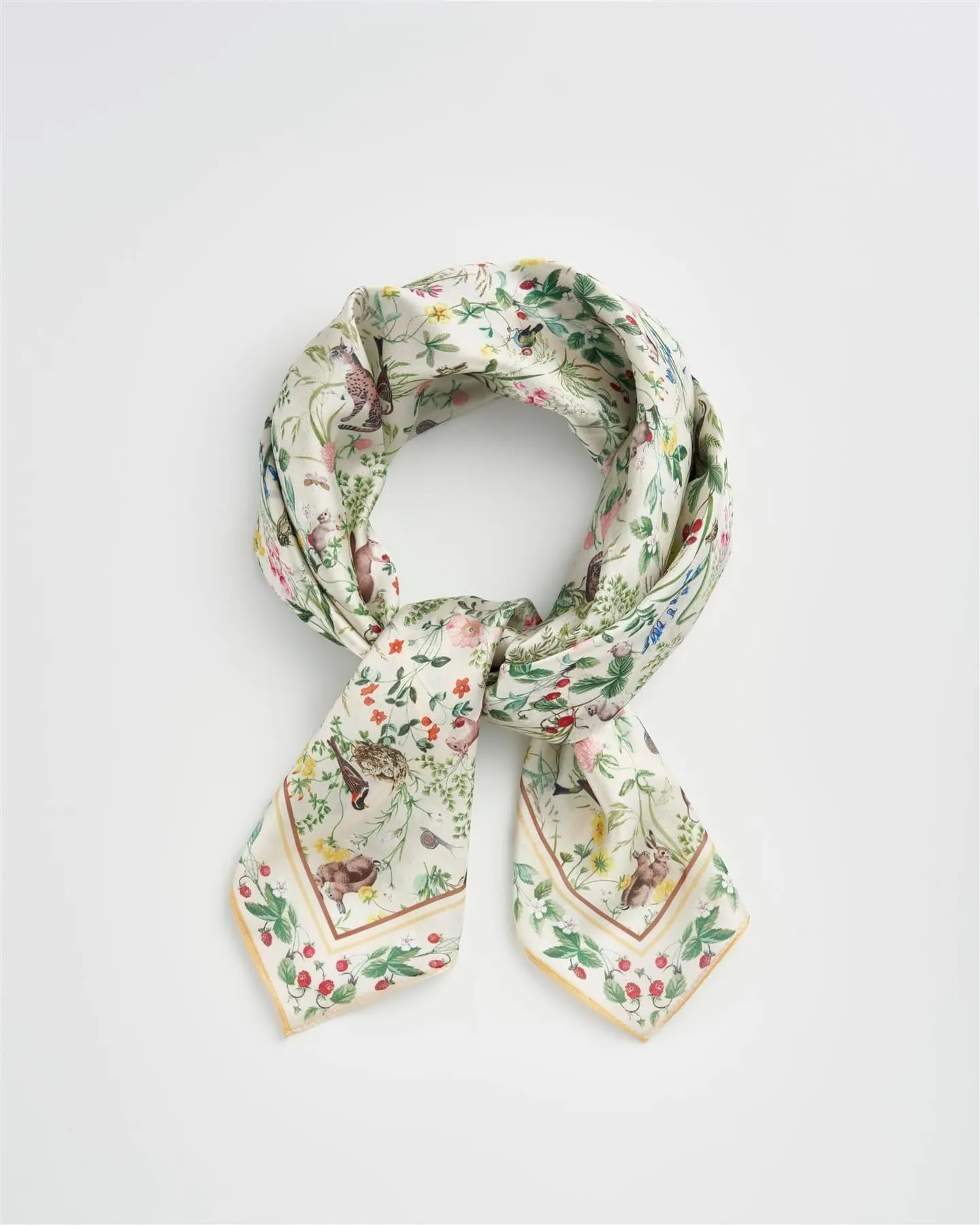 Meadow Creatures Marshmallow Yellow Square Scarf