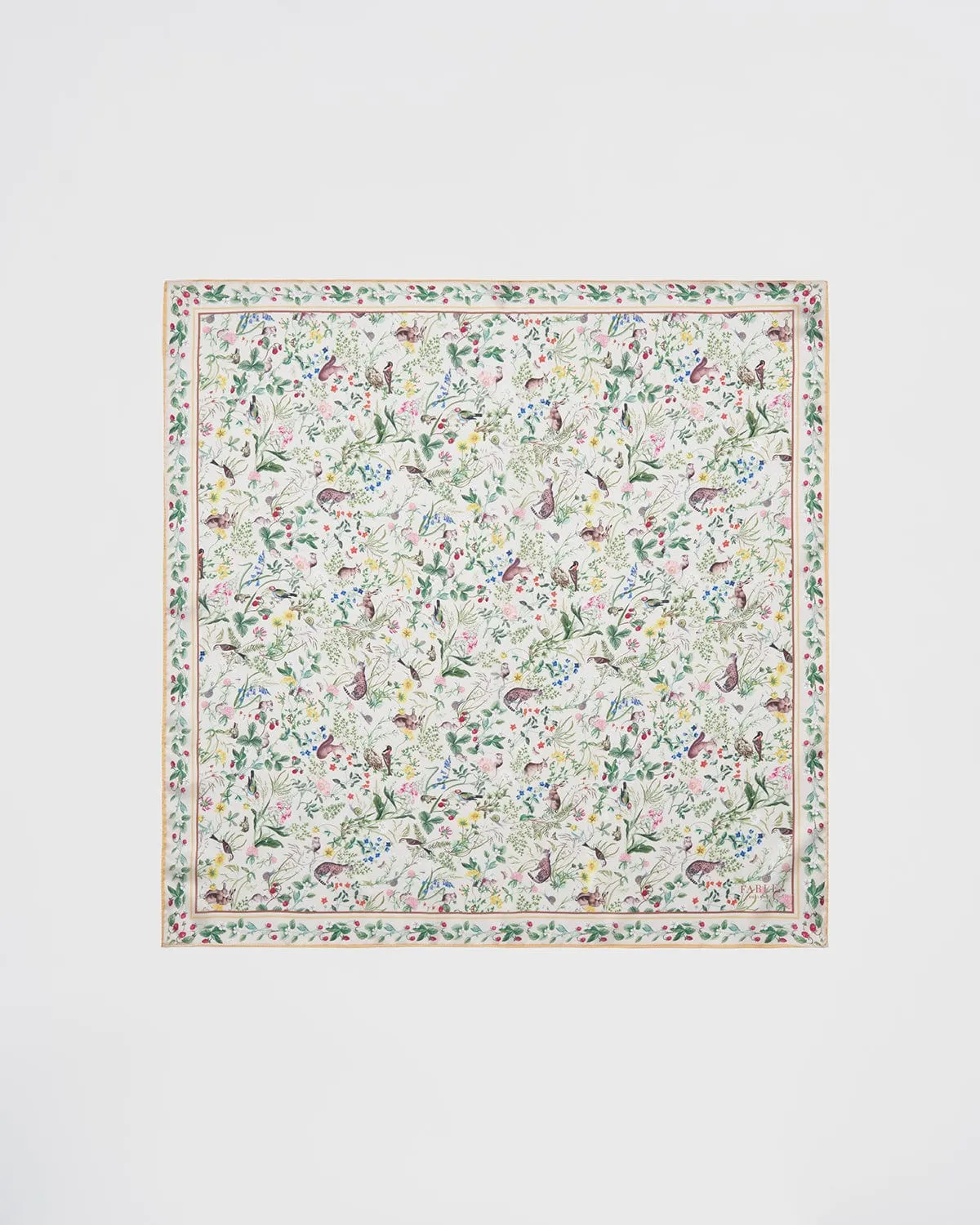 Meadow Creatures Marshmallow Yellow Square Scarf