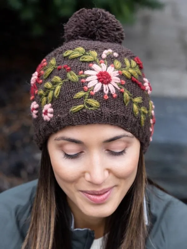 Olivia Wool Knit Embroidered Hat
