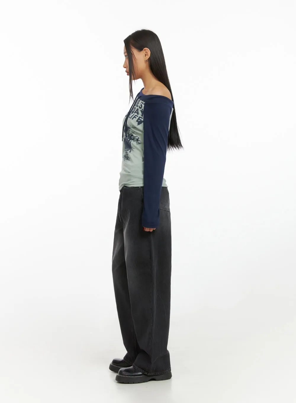 One-Shoulder Raglan Long Sleeve  IS427