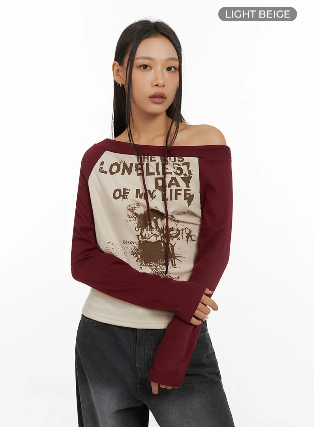 One-Shoulder Raglan Long Sleeve  IS427