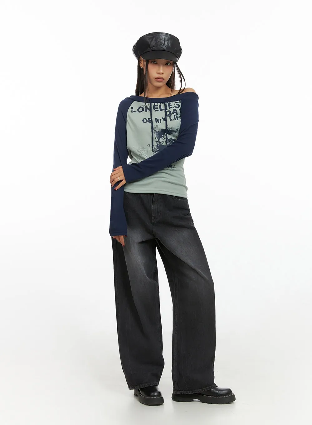 One-Shoulder Raglan Long Sleeve  IS427
