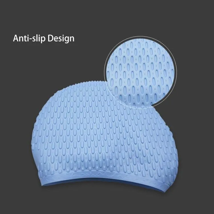 Particles Thickening High Elasticity Non-slip Silicone Swimming Cap(White)