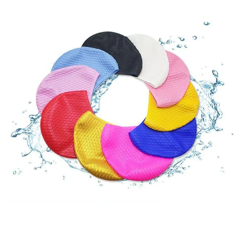 Particles Thickening High Elasticity Non-slip Silicone Swimming Cap(White)