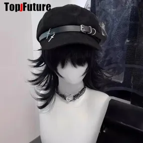 Punk Y2K dark shoujo beret hat cap