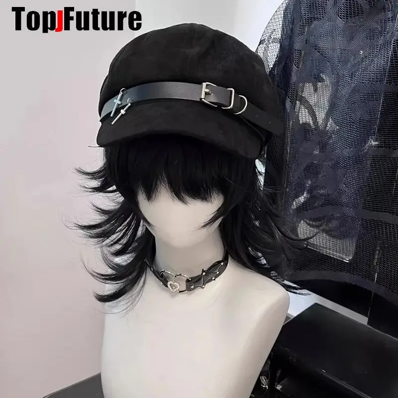 Punk Y2K dark shoujo beret hat cap