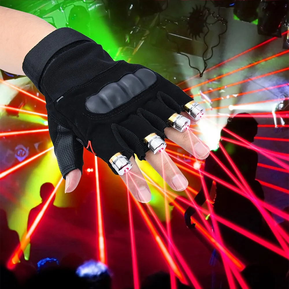 Red Laser Show Gloves 4pcs Laser Head