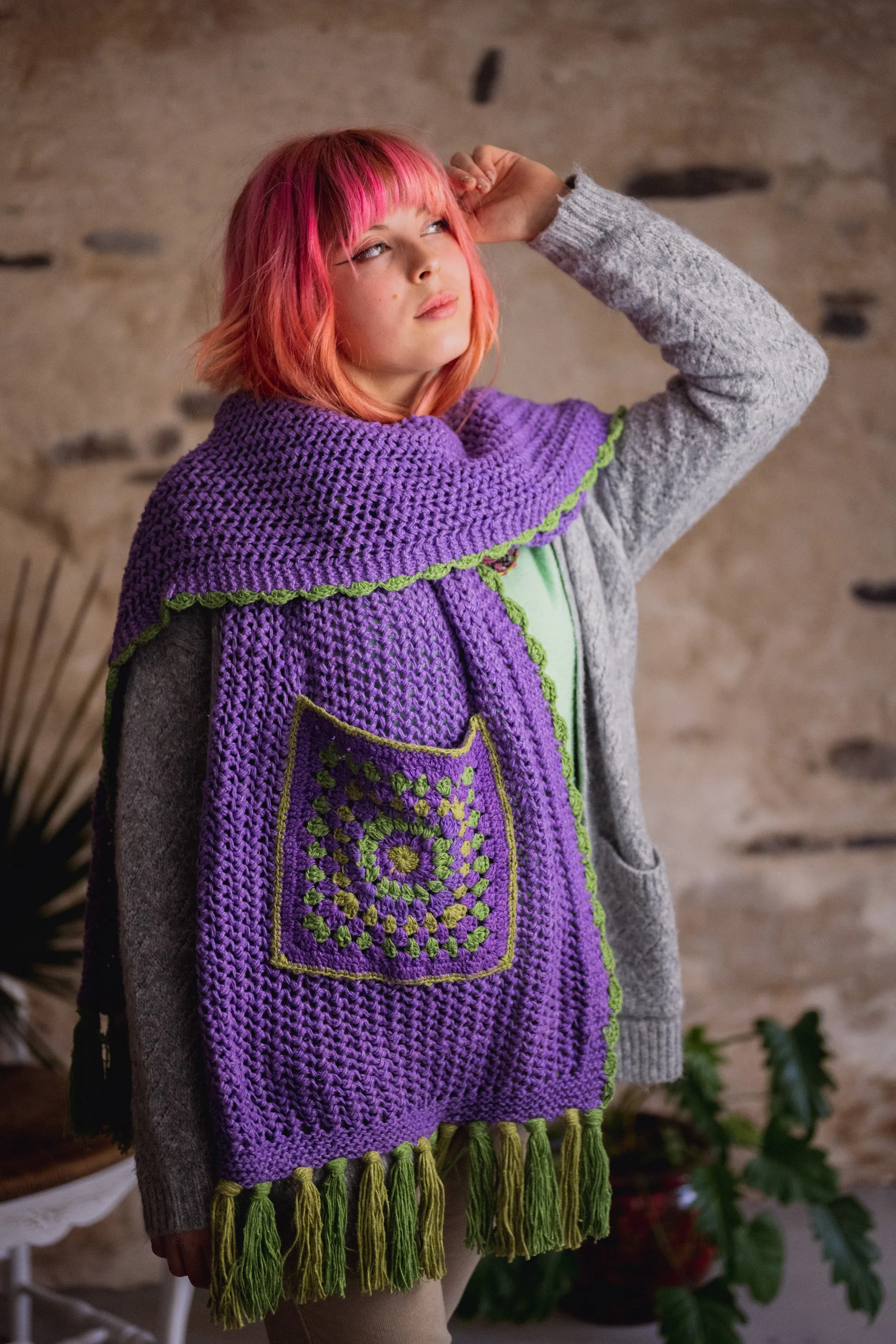 Seher Pocket Scarf Purple