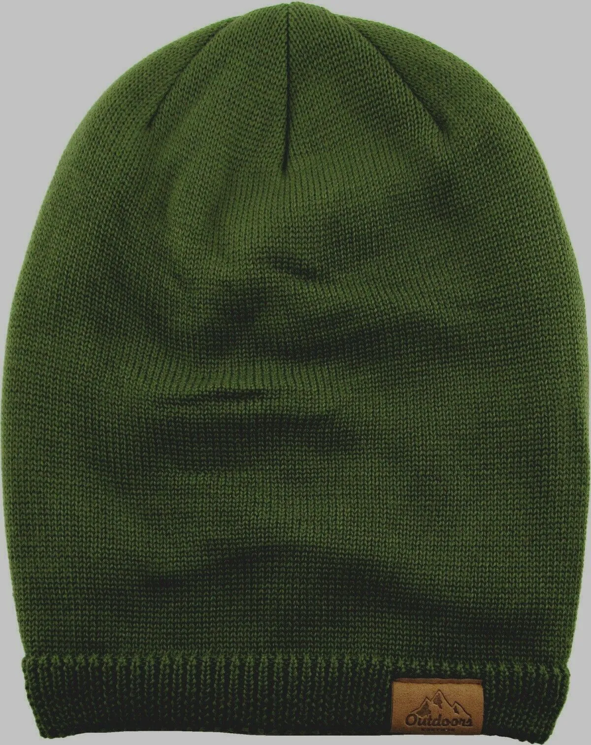 Slouch Baggy Beanie OD Green Watch Cap Sherpa Fleece Lined Ski Hat Knit Winter