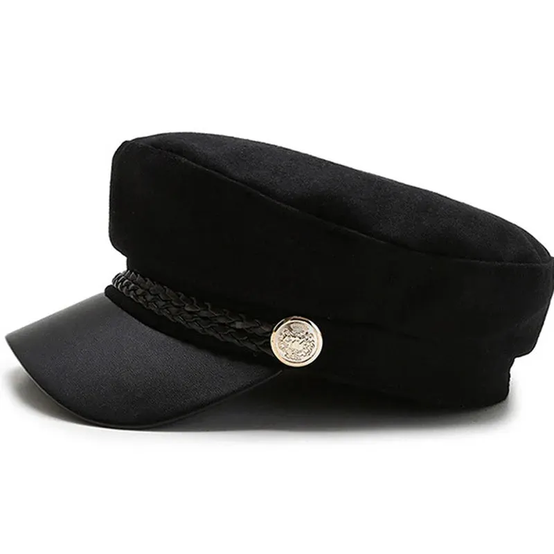 Sun Casual Military Caps Woman Cotton Beret Flat Hats Captain Cap Trucker Vintage Black Sport Dad Bone Male Women's leather hat