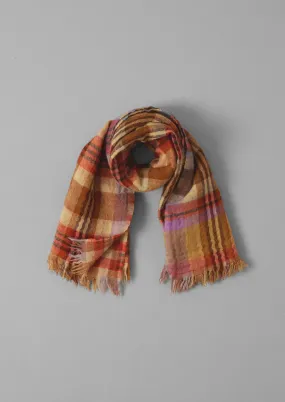 Toast | Dual Check Handwoven Knot Scarf | Primrose Yellow