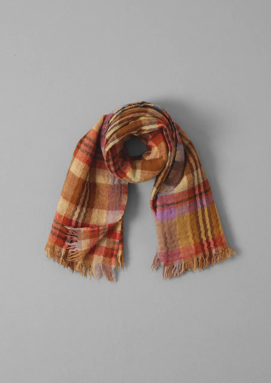 Toast | Dual Check Handwoven Knot Scarf | Primrose Yellow