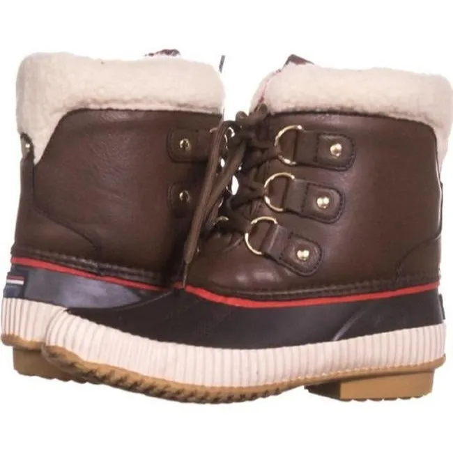 Tommy Hilfiger Brown Ebonie Water Resistant Fleece Lined Winter Bootsbooties Size Us