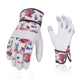 VGO 1/3 Pairs Premium Genuine Goat Leather Puncture Resistant Palm and Fingertips Gardening Gloves For Women(White, GA3561)