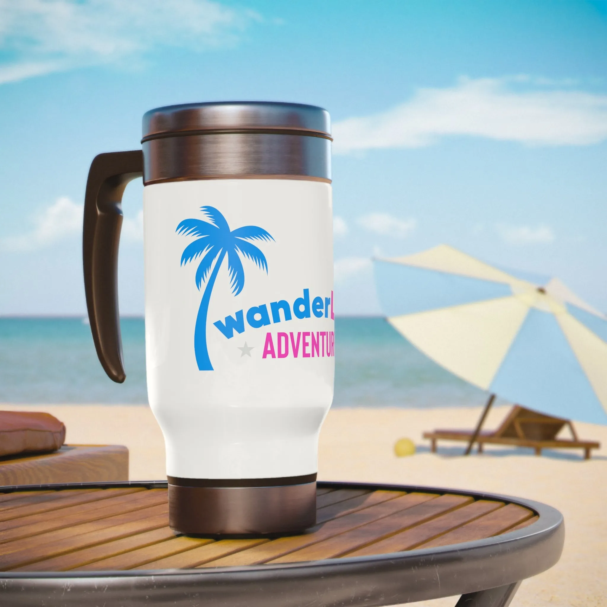 wanderLuSt ADVENTURES Stainless Steel Travel Mug with Handle, 14oz