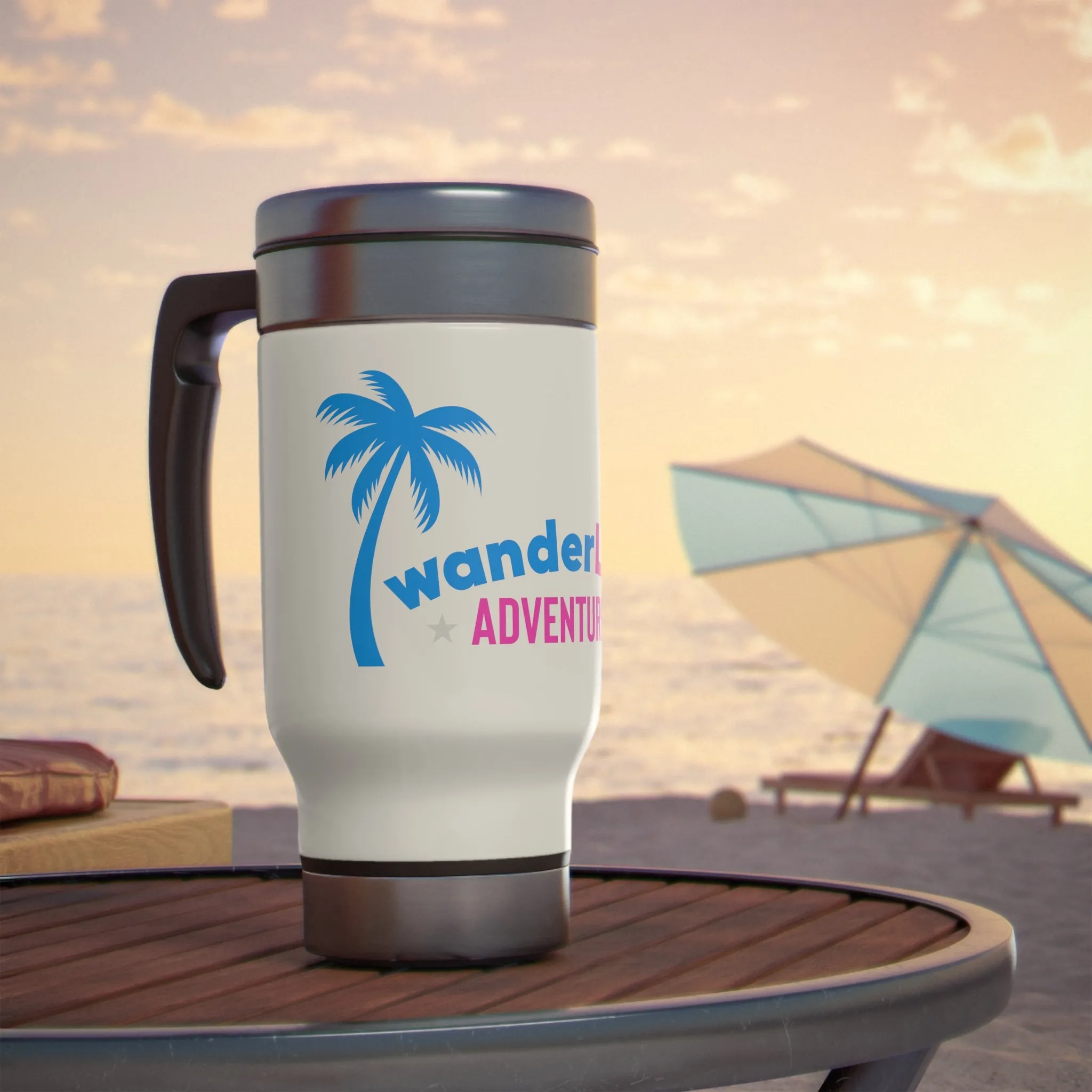 wanderLuSt ADVENTURES Stainless Steel Travel Mug with Handle, 14oz
