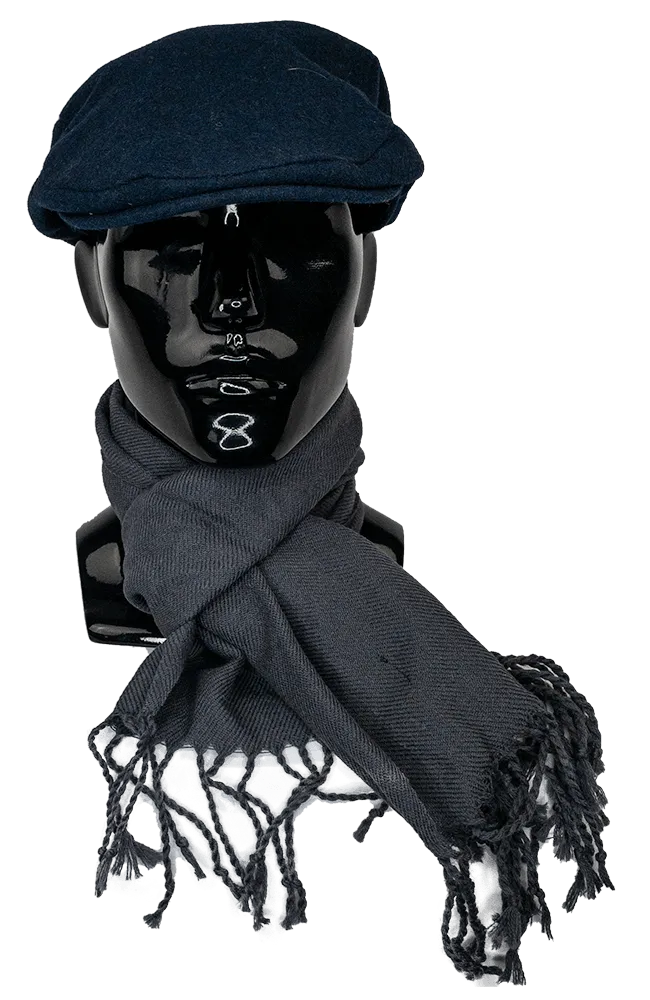 Wool 100% Scarf-2505-Grey